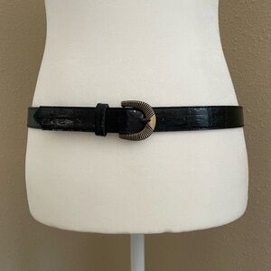 Women's Black Faux Snakeskin Leather Belt